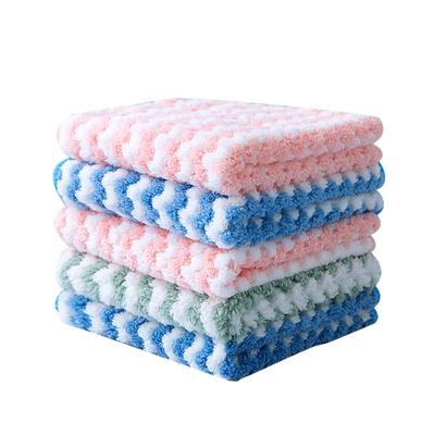 China Household Sustainable Absorbent Soft Scratch Free Coral Fleece Kitchen Scouring Cleaning Dish Wash Cleasing Cloth Microfiber Cleaning Cloth for sale