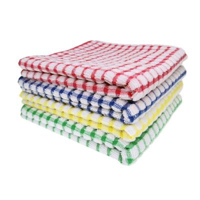 China Sustainable Wholesale Lattice Pattern 100% Cotton Mini Dish Cleaning Terry Kitchen Towels for sale