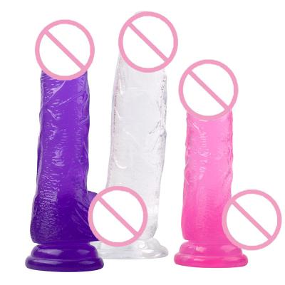 China Medical Giant Strip Dildo Crystal Strong Suction Cup Realistic Soft Adult Sex 3 Colors Sizes 5 for sale