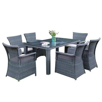 China Outdoor Table And Chair Set 2022 New Outdoor Fashion Set 1 Table Chairs 6 Weaving Sets for sale