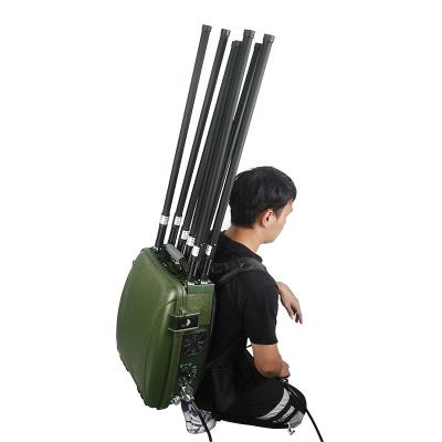 China Tactical Manpack RF Jammer 2000 Meter Anti Drone Signal Jammer With Battery for sale