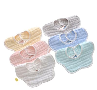 China Washable 40S Baby Cotton 8 Layers Gauze Consumption Flower Feeding Form Solid Design Quick Dry Infant Baby Bib Boy Girl for sale