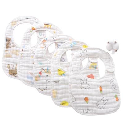 China Washable Baby 40S Cotton 8 Layers Gauze Consumption U Shape Printed Animal Design Cute Quick Dry Infant Baby Bib Boy Girl for sale