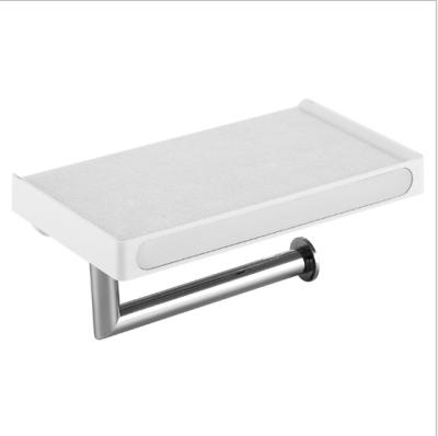 China New Waterproof Paper Holder Roll Toilet Paper Napkin Case With Mobile Phone Holder White for sale