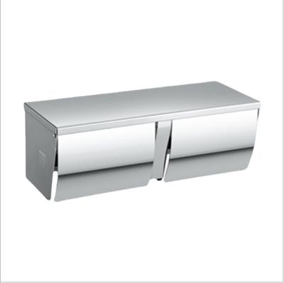 China Waterproof Stainless Steel Roll Tissue Box Double Toilet Paper Roll Holder for sale