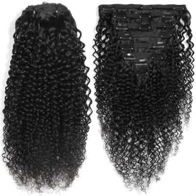 China High Quality 100% Indian Curly Hair Curly Clip in Staple Hair Extensions Braid Clip Ins for sale