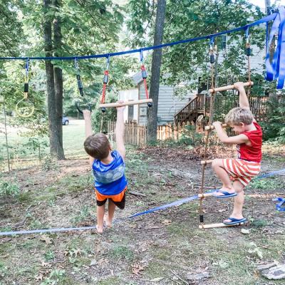 China Equipment Ninja Warrior Obstacle Course Kids 56ft Ninja Slackline Training Obstacle for Outdoor Kids for sale