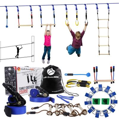 China Outdoor Equipment Ninja Obstacle Course Kids Playground Backyard Ninja Climbing Line With Outdoor Swing for sale