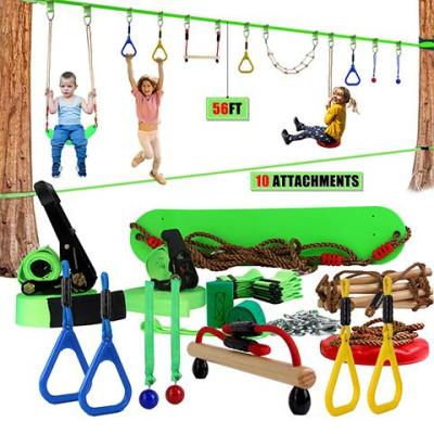 China Kids Sweet Booms Sports Ninja Warrior Line 10 Accessories Included With 56Ft Green Slackline for sale