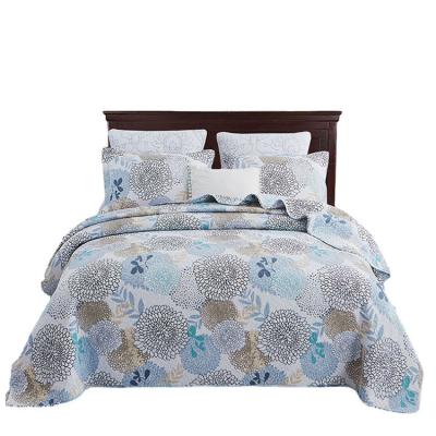 China Anti-static printing household lace up soft light luxury light blue fireworks quilt sets comforter set bedspread for sale