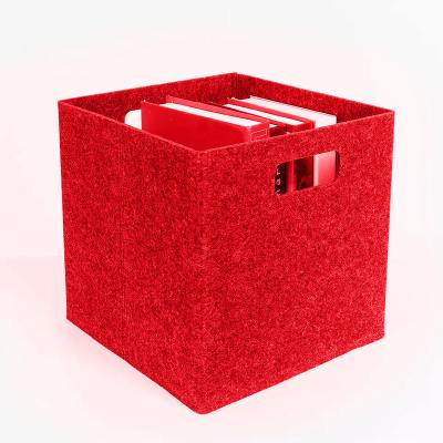 China Kinpack Sustainable Cube Foldable Hard Felt Storage Bin With Double Handles For Closet Shelves And Basket for sale