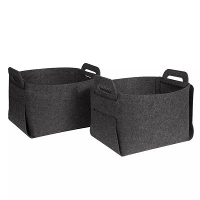 China Kinpack Viable Foldable Gray Felt Organizer Clothes Storage Box With Handle And Bag Felt for sale