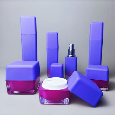 China Luxury Acrylic Glass Empty Personal Care Lady Cosmetics Lotion Bottle And Cream Jar for sale