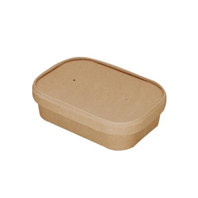 China Eco Friendly Cheap Rectangle Square Kraft Paper Bowl With Iid For Paper Salad Bowl for sale