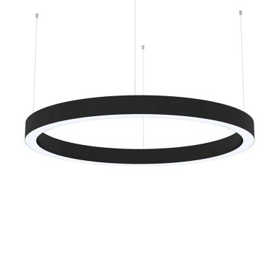 China Modern Luxury Round Aluminum Hanging Lamp Black White White Led Carshop Modern Clothing Ring Chandelier Pendant Light For Lamp for sale