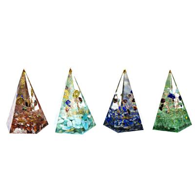 China Wholesale China Natural Pyramid Gem Crystals Healing Stones Reiki Seven Chakra Orgonite for Meditation en venta