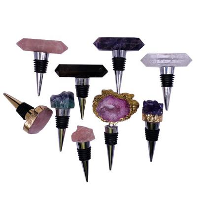 China Wholesale Useful Rose Quartz Fluorite Crystal Wine Bottle Stopper for sale