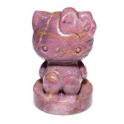 China Global Wholesale Natural Quartz Hello Kitty For Healing Folk Crafts Crystal Carving Tiger Eye Rose for sale