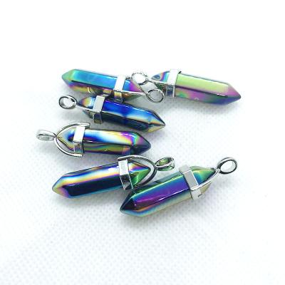 China China High Quality Natural Electroplate Pendulum Double Point Crystal Pendant for sale