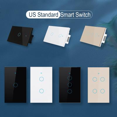 China AC110-240V 1/2/3/4 US AC110-240V 1/2/3/4 Touch Screen WiFi Standard Sensor Touch Screen US AC110-240V 1/2/3/4 Smart Lamp Switch for sale