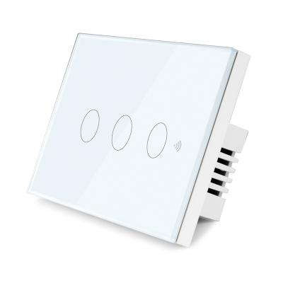 China Glass panel + plastic glass panel + plastic smart touch switch supports standard US APP remote control life voice control smart switch wifi non-neutral switch for sale