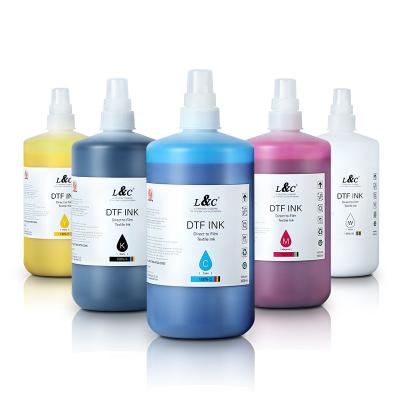 China Vivid high quality cmyk 5 color dtf ink dtf transfer printer bulk outer film white dtf color ink for epson 1000ml 500ml 250ml 100ml for sale