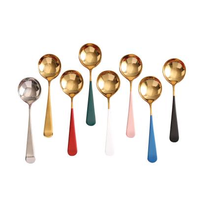 China Low MOQ 18/10 Sustainable Gold Plated Pink Sample Teaspoon Stainless Steel PVD Spoon for sale