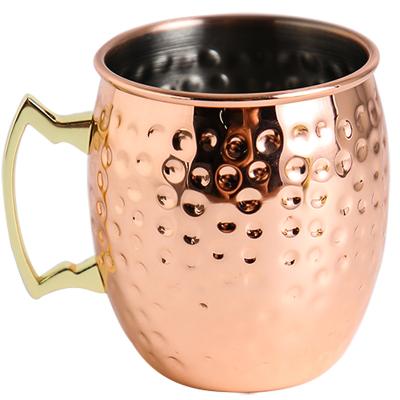 China Moscow Mule Viable Beer Mug Hammered Stainless Steel-Copper Mug For Drinking for sale