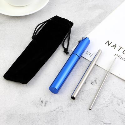 China Telescopic Stainless Steel Viable Straw Stainless Steel Drinking Straws with Metal Case and Cleaning Brush for sale