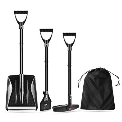 China Automatic Snow Shovel 3-in-1 Snow Shovels Ice Scraper Brush Group Sets Portable Pusher Snow Shovel Kit for sale