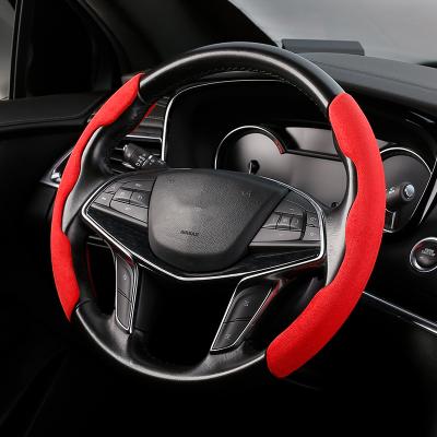 China Durable Eco-friendly Using Car Accessories Universal Warm Soft Plush Winter Luxury Fur Steering Wheel Cover for sale