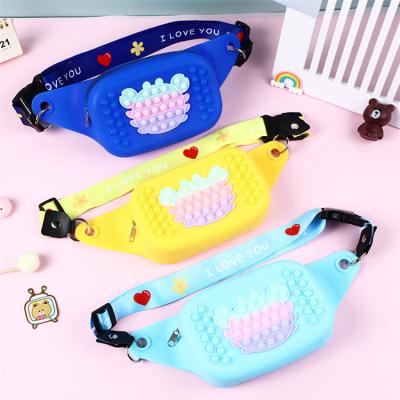 China Kids Waist Bag Cartoon Kids Silicone Waist Bag Wiggle Popits Relieve Stress Toy Coin Purse Kids Cross - Body Waist Bag for sale