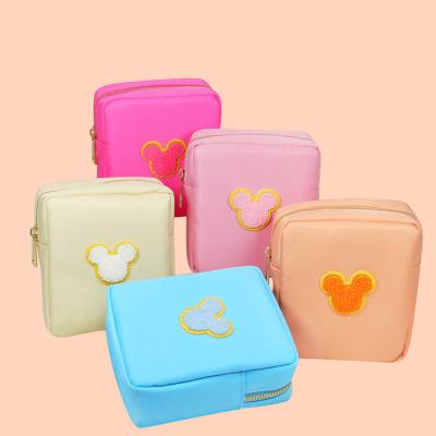 China Fashion Patch Custom Cosmetic Bag DIY Cloth Waterproof Nylon Makeup Bag For Women for sale