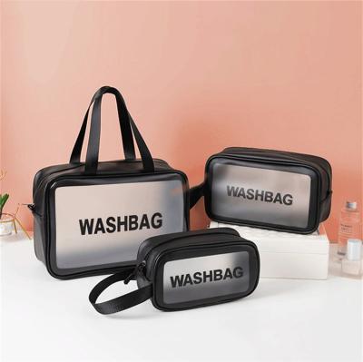 China Fashion Custom Frosted Transparent Cosmetic Bag PVC Makeup Toiletry Bag For Travel for sale