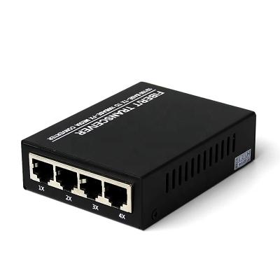 China FTTH 10/100M Single Mode Single Fiber 1 Fiber Port 4 Port RJ45 Fiber Optic To RJ45 Media Converter for sale