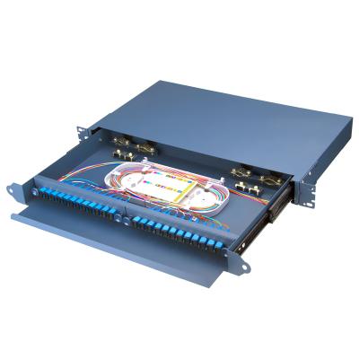 China Fiber Cable End Sliding Type Fully Equipped Port FTTH 24 SC Fiber Optic Patch Panel for sale