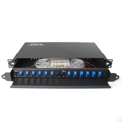 China Used for Fiber Optic Cable End 12 Core Fiber Patch Panel Odf Rack Mount Type Fully Equipped Fiber Optic Distribution Box for sale