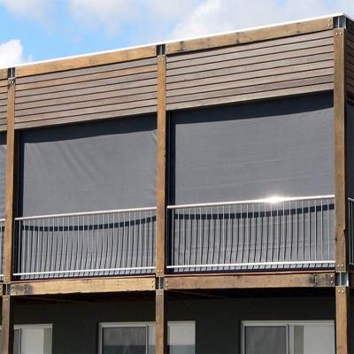 China Outdoor PVC Windproof Vintage Zipper Track Automatic Patio Screen Roller Shade for sale