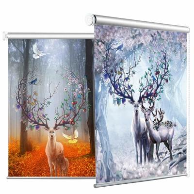 China QINGYING Home Center Oil Painting Window Roller Blind Roller Blinds, Custom Window Shutter School 3D Project Printed Fabric Roller Blinds for sale