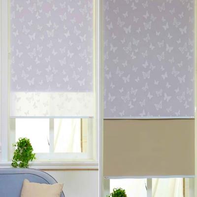 China QINGYING Roller Blind Printing Window Blackout Roller Blinds For Home Decor, Double Layer Jacquard Printed Design Roller Shading Curtains for sale