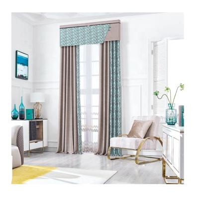 China QINGYING Blackout Factory Design Living Room Blackout Fabric Curtains With Attached Valance for sale