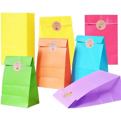 China New Design Solid Color Eco-Friendly Gift Personalized Paper Bags Kraft Lunch Food Safe Give Away Bags for sale