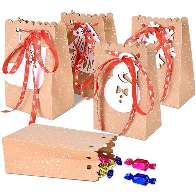 China Eco - Friendly Custom Pink Kraft Paper Favor Bags With Handle Gift Tags For Christmas Shopping Party Supplies Goodies Bags for sale