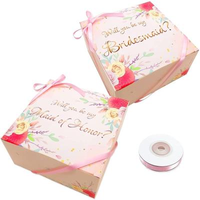 China Recycled Materials OEM Manufacturer Floral Bridesmaid Supply Box With Ribbons Box For Wedding Anniversary Gifts for sale