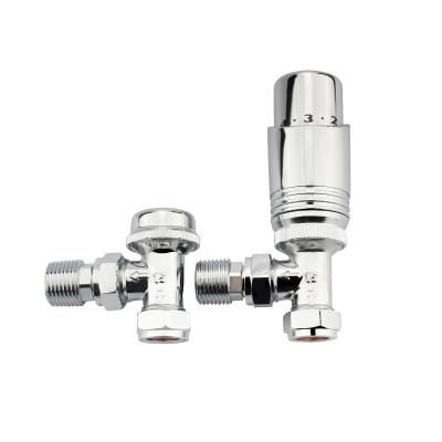 China Contemporary TRV Chrome Angled Thermostatic Radiator Valve For Towel Radiator BJ12002-J for sale