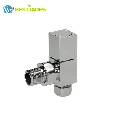 China Contemporary Brass Chrome Radiator Straight Square Heating Valve For Radiator BJ21007-J for sale