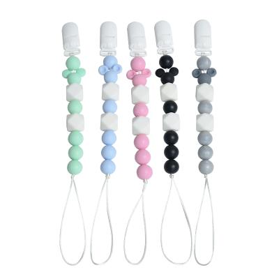 China BPA Free Customized Silicone Pacifier Clip Beads Pacifier Chain Silicone Pacifier Clip for sale