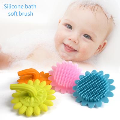 China All Natural Baby Bath Brush Ultra-Soft Silicone 2 in 1 Face and Body Scrubber Baby Anti-dirt Silicone Bath Brush for Babies for sale