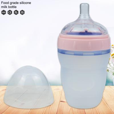 China Hot Selling BPA Free Baby Products Hands Free Baby Bottle Feeding Bpa Free Silicone Bottle 240ml for sale