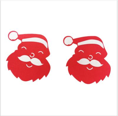 China Polyester New Christmas Cute Disposable Breast Stickers Santa Decorations Holiday 100% Red Ultra Low Density Air Chest Nipple Cover for sale